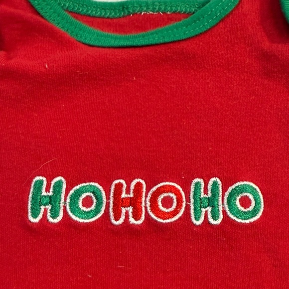 Festive Red and Green Short Sleeve One Piece with HoHoHo Design - Picture 2 of 2